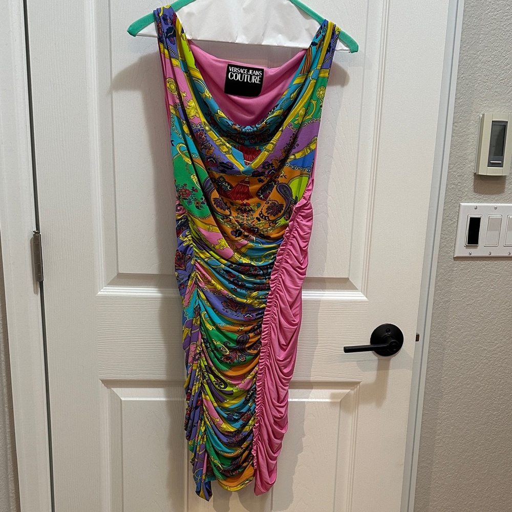 Versace Jeans Collection Multicolor Asymmetrical Dress